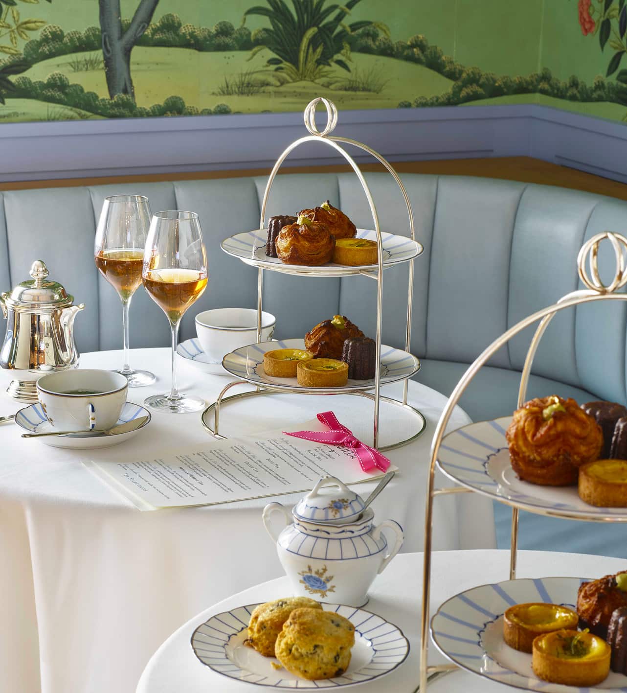 Table with tea items.